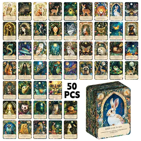 50pcs Magical Self-Love Positive Affirmations Cards - Beautifully Illustrated Motivational Oracle Cards for Confidence & Mindfulness - Self Care & Meditation Gift for Women - Affirmations Card Decks Card Set