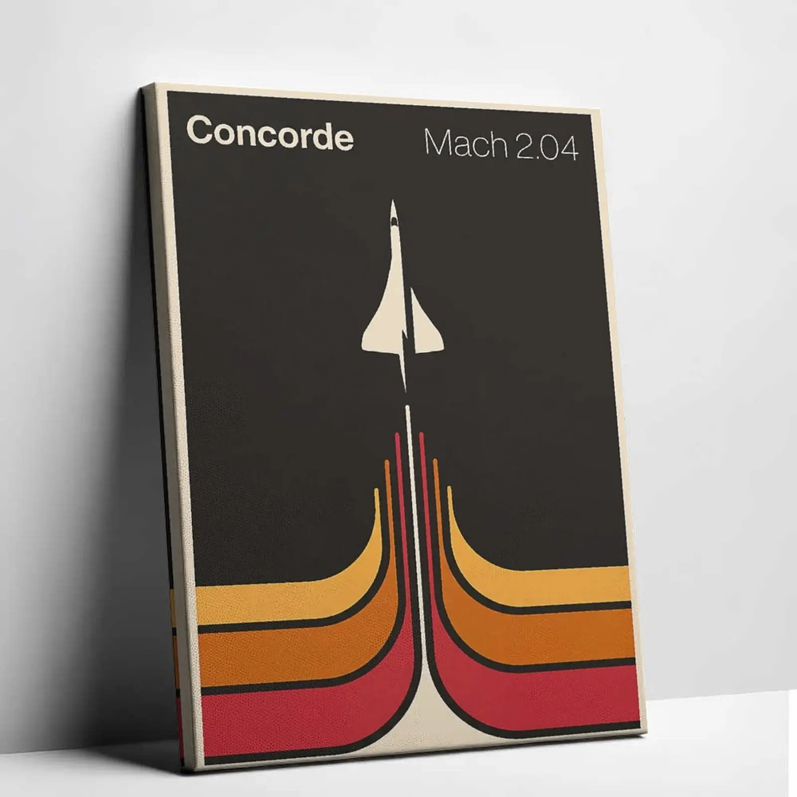Retro Concorde Aviation Canvas Wall Art | Minimalist Airplane Print | Unframed Office Decor