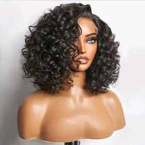 BQUEENS 10 inch Bouncy Left C Part Loose Wave Glueless Minimalist HD Lace Wig Ready To Go.