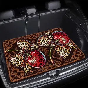 1pc Leopard Print Cherry Print Car Trunk Mat, Interior Protection Trunk Liner, Durable Floor Liner, Safe and Practical, Suitable for Daily Travel, Lifting, and Secure Cargo Storage, Car Trunk Mat, Vehicle Interior Accessory, Valentine's Day Birthday