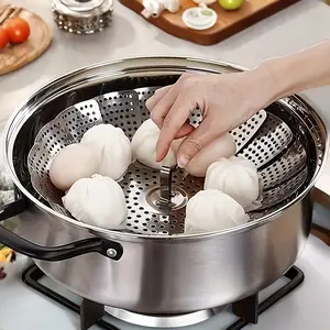 Foldable Steamer Basket, Space-Saving Storage Rack, Open Mesh Design, Microwave Safe, Durable Kitchenware, Easy Clean Stainless Steel