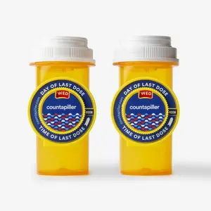 Countapiller: Track, Remind, & Organize Pills. Medication Compliance. Optimize Your Dosage & Stay On Top of Prescriptions in AM/PM - Daily & Hourly (2-PK Yellow) Plastic Medication Organizer Tracker