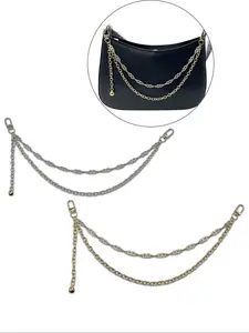 & Silver Color Rhinestone Bag Chain, Fashionable Chain Strap, Elegant Chain Strap, High-End European Style Metal Bag Accessory, Durable Gold Plated Handbag Charm
