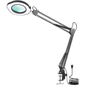 84 LED 10X Magnification Illuminated Magnifier, 1 Count USB 5 Colors LED Magnifying Glass for Soldering Iron Repair, Table Lamp, Skincare Beauty Portable Magnifying Glass