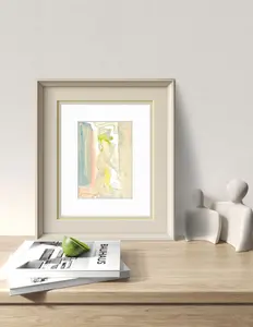 Original Abstract Watercolor Painting Fine Art Giclee Print, Size 5x7, Blue, Peach, Pink