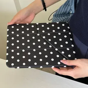 Nice Simple Polka Dot Angel Wing Y-Shaped Three-Fold Stand Hard Shell Protection Protective Case with Pen Slot for iPad Pro Air Mini, Anti-Drop Design