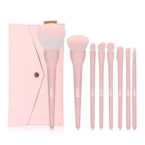MSQ 8-Piece Makeup Brush Set for Travel with Foundation Blending Eyeshadow Brushes in Pink Bag Retractable Lip Brush Multifunctional Angled Eyebrow Eyeliner Brushes Premium Contour Powder Brushes for Makeup Enthusiasts Portable Two-in-One