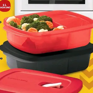 Microflash 1L Microwave Duo Container with Divider - Durable Easy to Clean High-Temperature Resistant