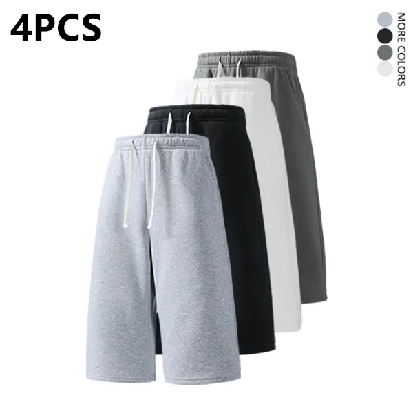 4-pack summer streetwear shorts: 7/8 length, hip-hop style, comfortable loose fit for outings; loose casual athletic pants for everyday wear; classic men’s pants.