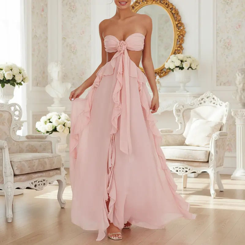 Long frilly strapless dress - TikTok Shop Long frilly strapless dress - TikTok Shop