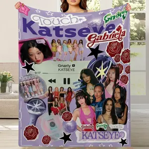 Katseye Blanket, KATSEYE Beautiful Chaos Tour Printed Fleece Blanket Soft Cozy Lightweight Plush Microfiber Throw HD Print Unique Trendy Christmas Gift for Sofa & Home
