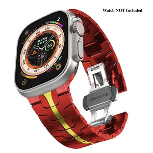 3Soil Stainless Steel Strap for Smart Watches - Stylish Men's Wearable Accessory with Butterfly Clasp, Flowing Lines, Toolkit Included, Compatible with 49/45/44/42mm Devices (Watch Not Included)