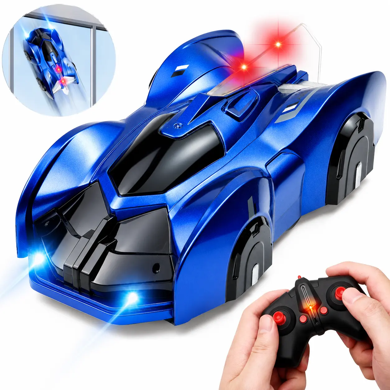 Wall Climbing RC Car Toy for Kids, Remote Control Climbing Race Car with LED Lights, 360 Rotation, Floor Wall Ceiling Glass Play, Indoor Toy Gift