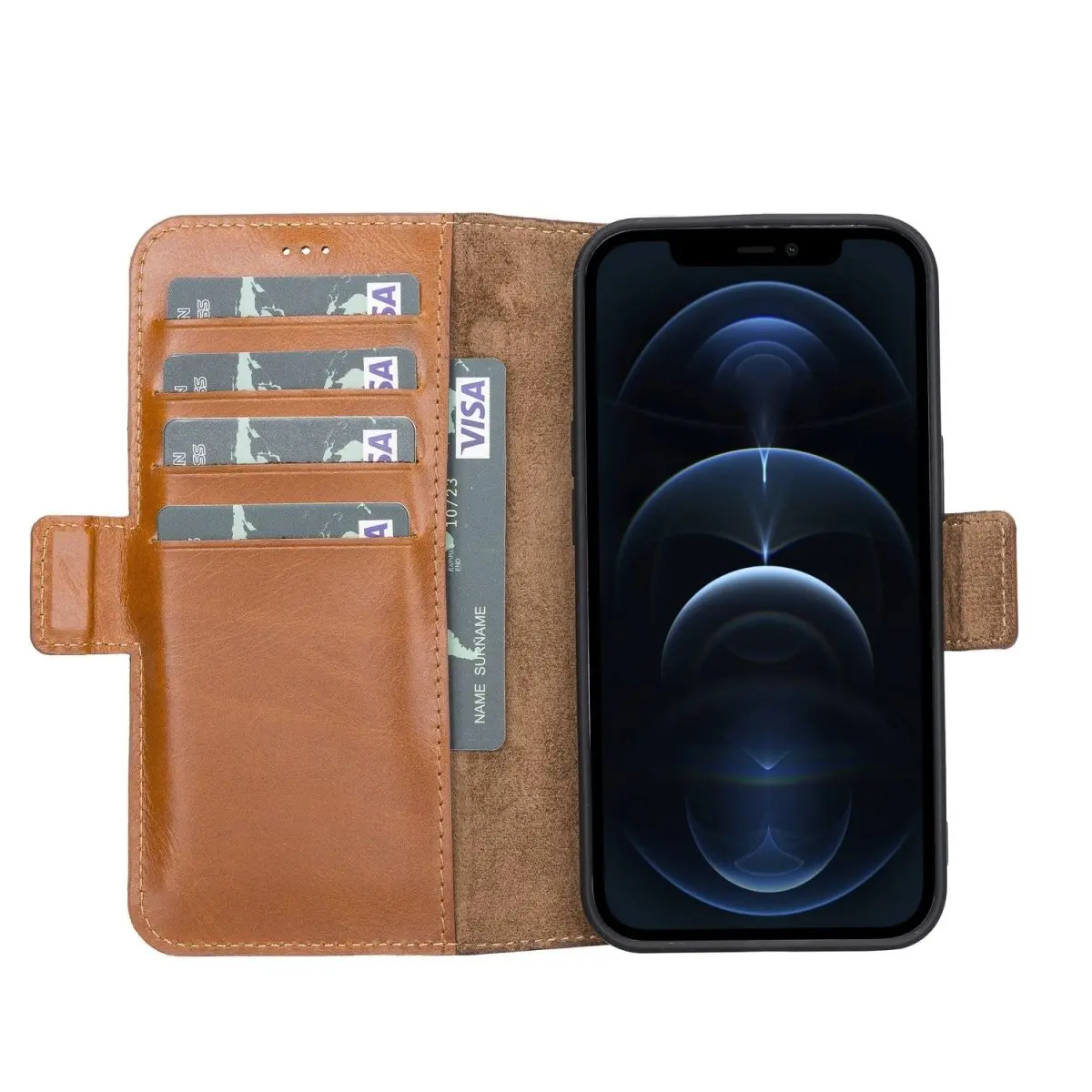 iPhone 13 Pro Leather Flip Cover Wallet Case with Kickstand