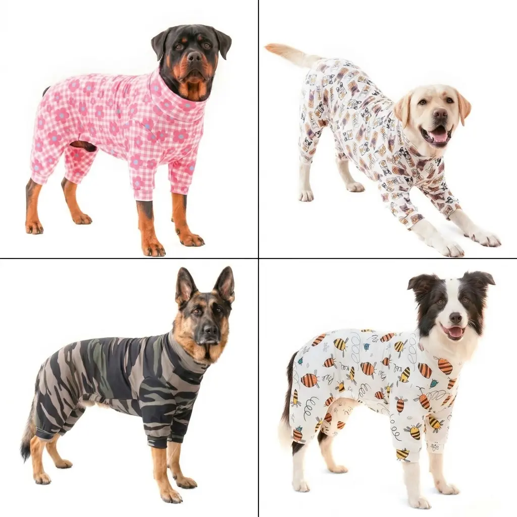 Dog Pajamas for Large Dogs - Cute Fruit Watermelon Pattern Soft Four Legs Dog Onesie, Breathable Cotton Dog Jumpsuit Pajama, Anti-Shedding Dog Recovery Suit Shirt Clothes for Medium and Large Dogs