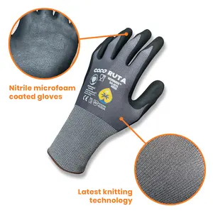 6/12 Pairs COCO RUTA Ultimate Gloves Coat Nitrile Micro-Foam Grip Palm & Fingers, Abrasion & Dexterity Enhancement Foam Nitrile Palm Coated for Everyday Wear