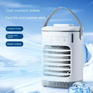 Portable Air Conditioner, 4-In-1 Mini Evaporative Air Cooler, 4 Wind Speeds, Intelligent Timer, Night Light, 600ML Water Tank, USB Powered, Multifunction Fan, Cooling Fan