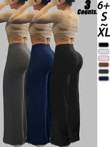 Women's High-Waisted Wide Leg Pants, V-Back Design for Enhanced Butt Curve, Fashionable Multi-Color Options, Ideal for Gym & Daily Wear