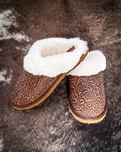 Myra Bag - Classic Lined Brown Leather Slippers Myra Bag - Classic Lined Brown Leather Slippers