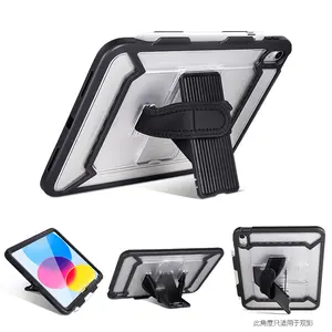 Heavy Duty Clear Case for iPad 10th Gen 2022 10.9", Air 6, Shockproof Acrylic Back Cover with Pencil Holder & Kickstand, Full Body Protection Tablet Shell for Kids/School