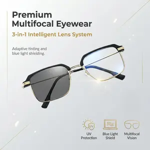 HD Clear Progressive Multifocal Glasses | Lightweight Photochromic Readers Anti-Eye Strain