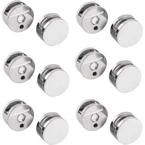 12 Pack Mirror Clips - Round Glass Clips for Wall-Mounted Mirrors, Holds 3-5mm Thick Bathroom/Dresser Mirror Brackets (22mm)
