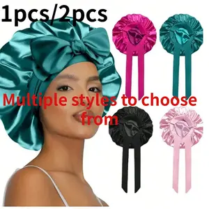 Women's Silk Sleep Cap with Elastic Band, Adjustable Smooth Satin Bonnet Hair Protection Hat for Daily Home Use