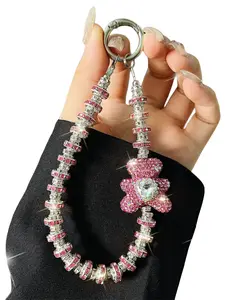 Bling Bling Diamond Bear Phone Chain, Luxury Sparkle Phone Strap, Y2K Kawaii Accessory, Fashion Beaded Bag Accessories, Phone Lanyard, Phone Charms, Gift for Her