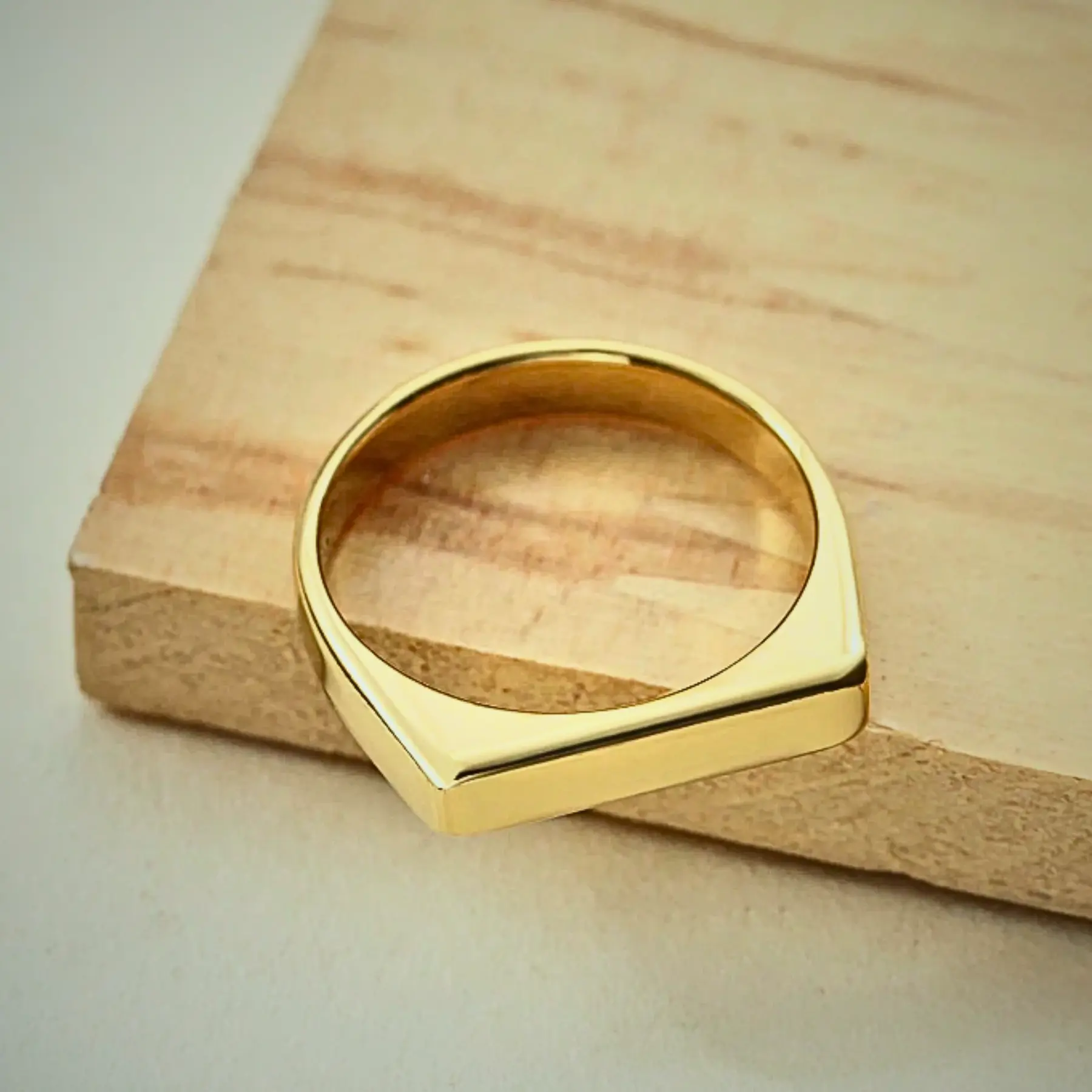 Minimalist Polished Rectangle Ring, Stainless Steel Modern Fashion Accessory