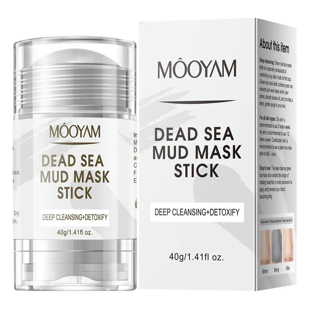 mooyam Rotating Dead Sea Mud Mask Stick for Blackheads & Oil Control - Purifying Clay Face Mask for Oily, Acne-Prone Skin, For Men & Women, 40g