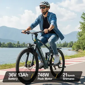 Aairsk GT900 Electric Bike 24" / 26", 21-Speed Gear & Full Suspension, 748W Peak Motor & 22MPH Speed Ebike, 13AH Built-in Battery, Adult Electric Mountain Bike for Touring/ Fatherday Gifts