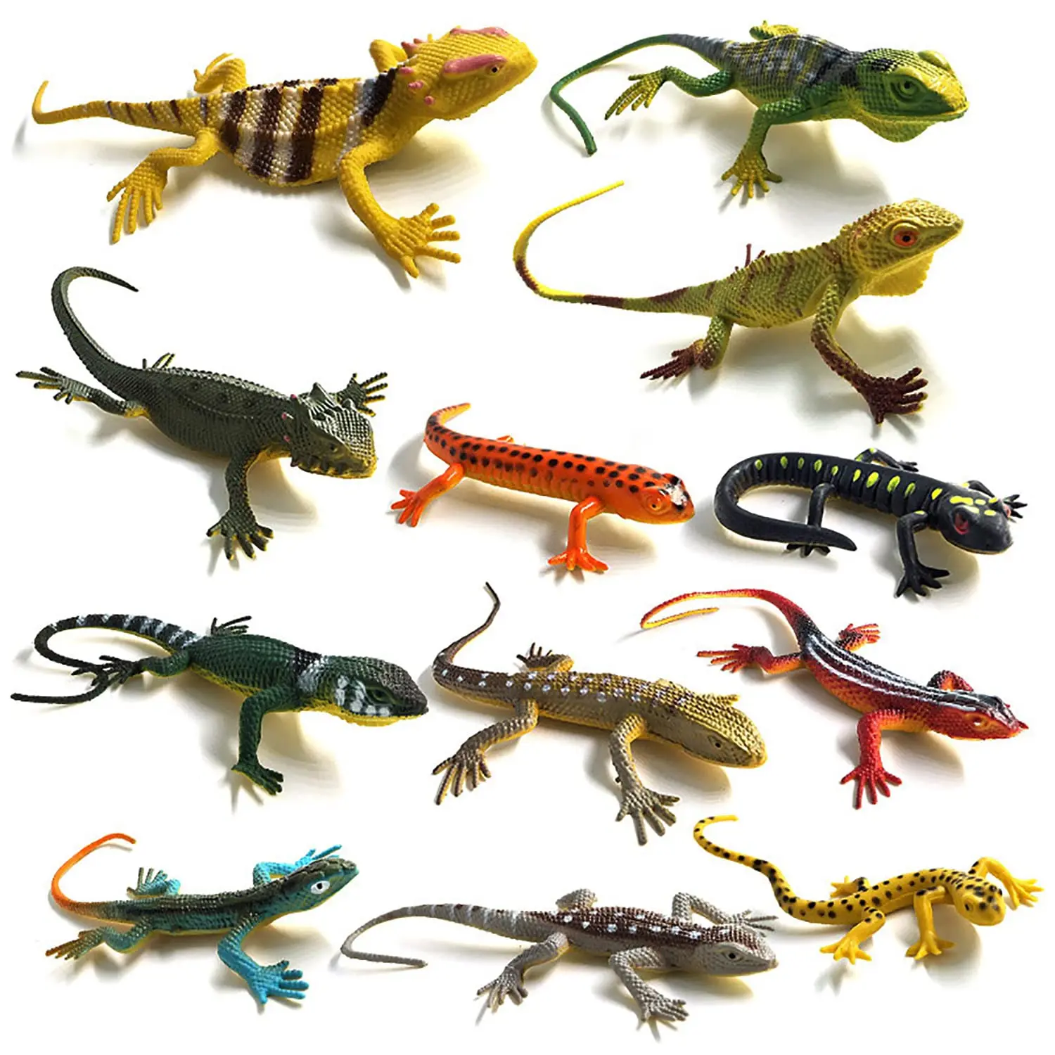 12Pcs Fake Plastic Lizard Toys Colorful Rubber Lizards Action Figure Reptile Toy Lizard Realistic Favors Gag Toys Prank and Prop, 5.5" Lizards 12 Styles