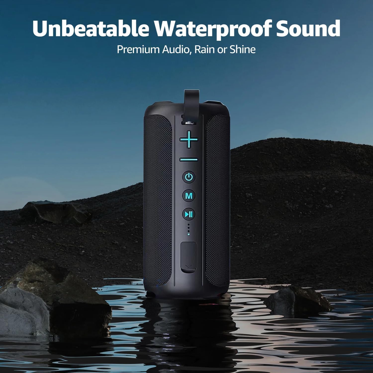 ZZA Portable Wireless Speaker - 24W Powerful 360° Sound Loud Bass, 1600mAh Battery, IPX6 Ultra-Portable Waterproof Shockproof, TWS Stereo Bluetooth Loudspeaker System for Outdoor Beach, Wireless Speakers, Loud Bass Speakers