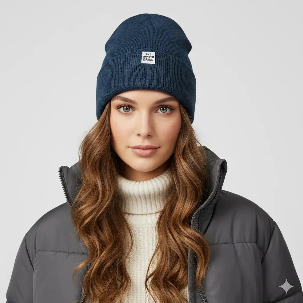 Alba Neutral Denim Beanie