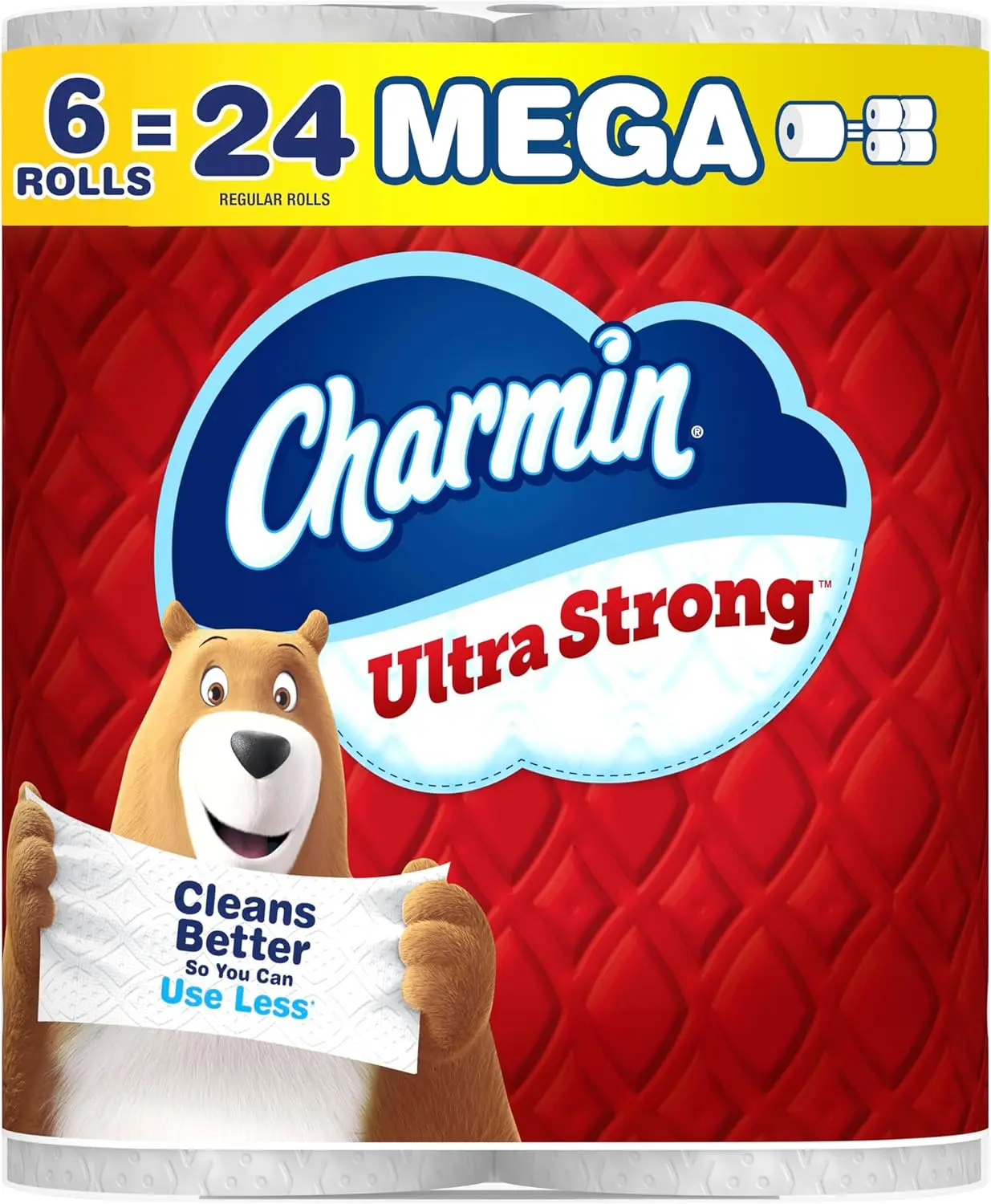 Charmin Ultra Strong Toilet Wipes, 2-Ply White, 6 Mega Rolls (Equals 24 Regular Rolls)