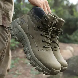 Men's new outdoor hiking high-top hiking shoes, anti-skid, wear-resistant, lightweight, breathable, outdoor tactical boots, special forces boots, desert jungle style, suitable for camping activities, rock climbing, hiking, and adventure activities.