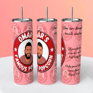 Omar's Famous Popcorn You are Beautiful Tumbler 20 oz Hot Cold Pink White