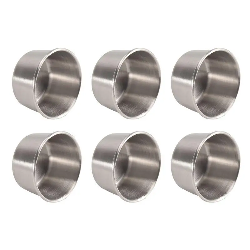 6Pcs 2 Oz Stainless Steel Dipping Sauce Cup, Mini Dip Bowls, Reusable Metal Condiment Cups Ramekins Containers (Silver)