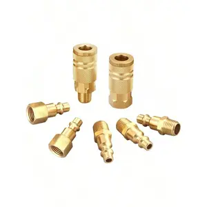 Industrial Brass Air Coupler & Plug Kit, 1/4" NPT Air Tool Fittings Set, Quick Connect Air Hose Fittings Air Compressor Accessories, 28 Pcs