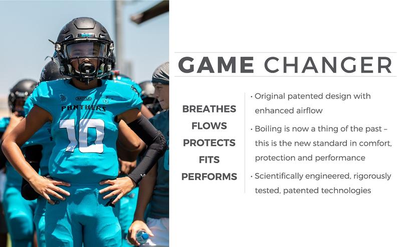 Battle Oxygen Lip Protector Mouth Guard with Connected Strap, Football and Sports Gear, Maximum Oxygen Supply, Mouthpiece Fits With or Without Braces - One Size, White