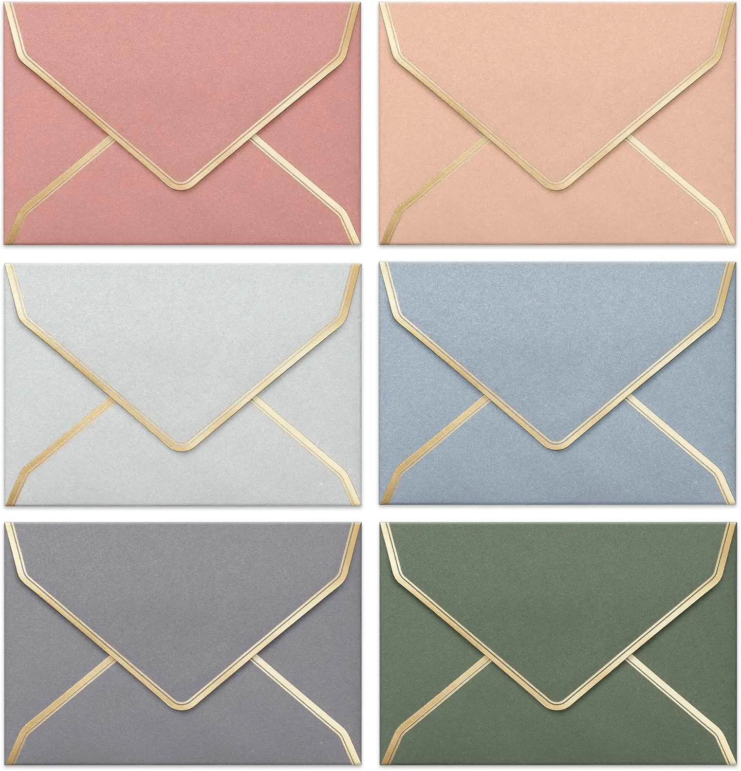 Invitation Envelopes, 30-Pack 4x6 Envelopes for Invitations, Gold Foil Bordered Colored Envelopes, A4, 4 1/4 x 6 1/4 Inches, 6 Morandi Colors