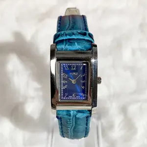 Fendi Rectangular 34mm Quartz Stainless Steel Blue Dial Leather Ladies Watch MWT000663