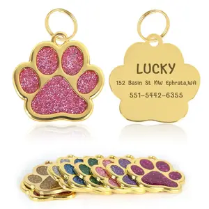 Somna Pets™ Custom Glitter Paw ID Tag – Engraved Name & Number