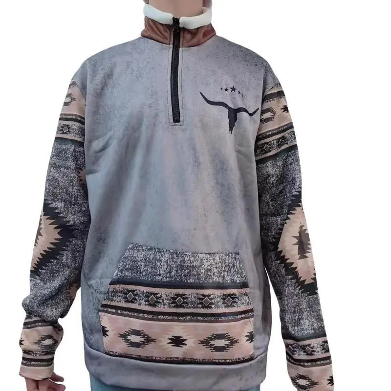 Mens Cowboy Sweatshirt Vintage Enthic Print Western Aztec Sweatshirt Casual Long Sleeve 1/4 Zip Fleece Pullover Menswear Ethnic Mens Cowboy Sweatshirt Vintage Enthic Print Western Aztec Sweatshirt Casual Long Sleeve 1/4 Zip Fleece Pullover Menswear Ethnic