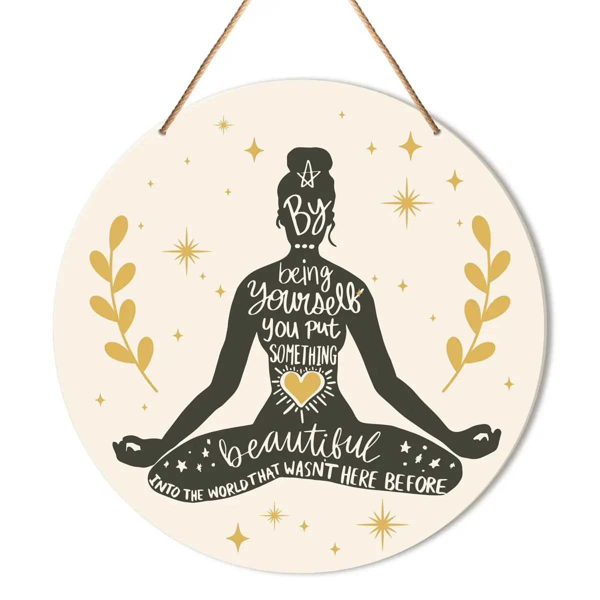Yoga Meditation Wooden Sign, Yoga Room Wall Hanging Decor, Wall Hanging Sign for Home Office, Gift for Yoga Enthusiasts, Wall Art, Hangable, Hand Drawn Artwork, Artwork, Decoration, Wall Art Plaque