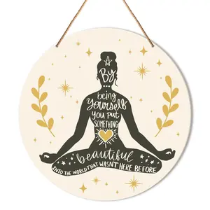 Yoga Meditation Wooden Sign, Yoga Room Wall Hanging Decor, Wall Hanging Sign for Home Office, Gift for Yoga Enthusiasts, Wall Art, Hangable, Artwork, Decoration