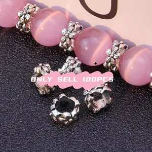 100pcs Zinc Alloy Flower Beads Set, & Floral Jewelry Making Supplies, Durable Metal Beads for Necklaces Bracelets Earrings