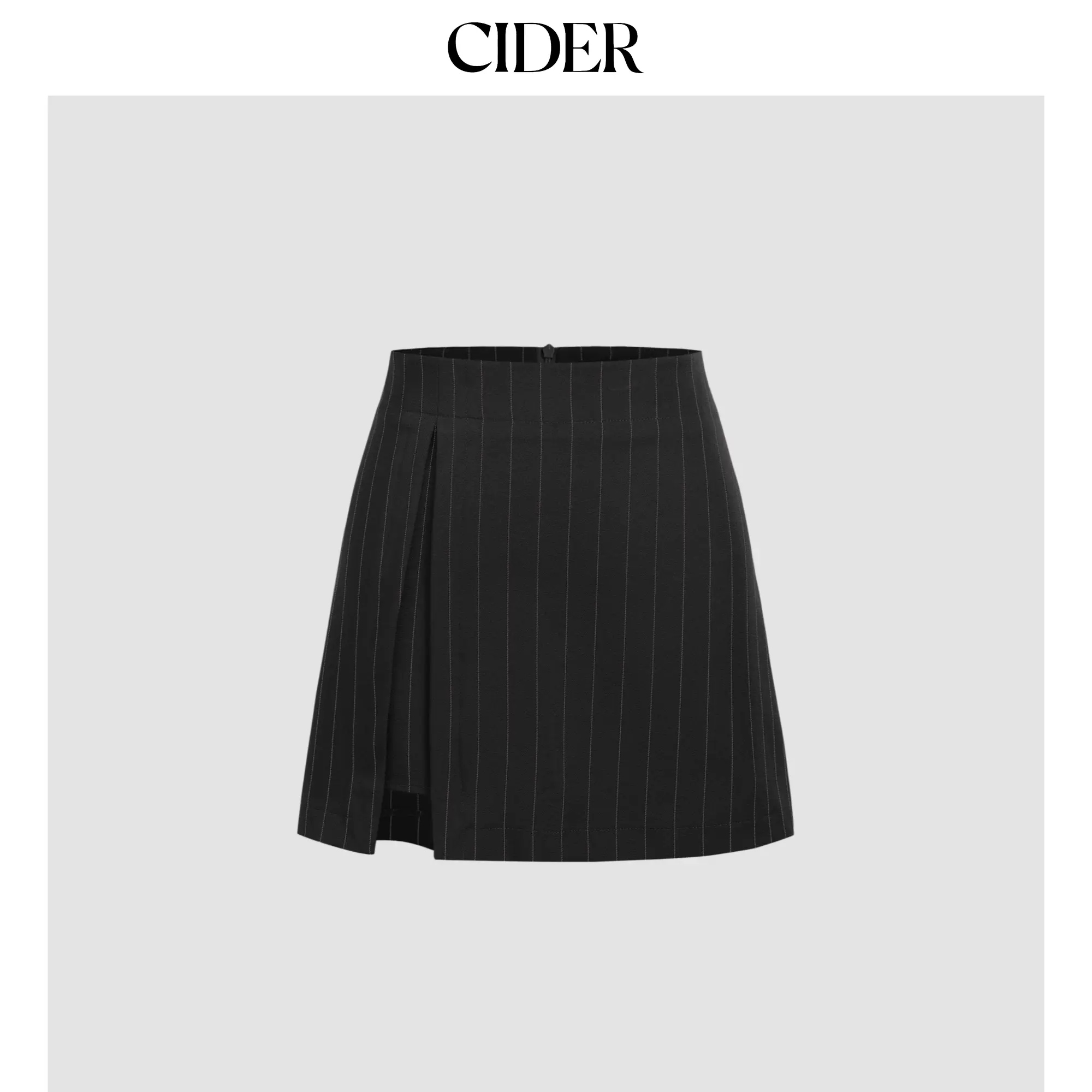 Cider [2 colors, size 0-10] Pinstripe High Waist Slit Mini Skirt