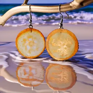 Real tomato Slice Earring in Resin Handmade