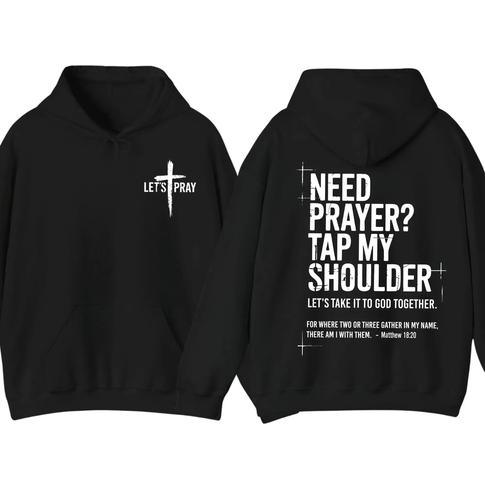 Skyloom Studio Need Prayer Tap My Shoulder Graphic Hoodie Christian Faith Bible Verse Pullover Inspirational Religious Sweatshirt Casual Unisex Streetwear Cozy Long Sleeve Gift for Pastor Mom Dad Believers Women Men